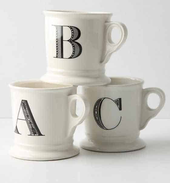 16.Monogrammed Mugs