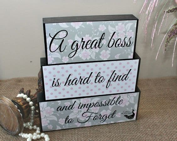 gifts for boss quote wood block