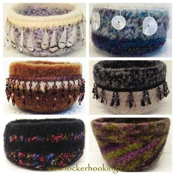 Crochet Wool Felted Bowls