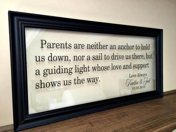 Customized parents thank you wedding gift
