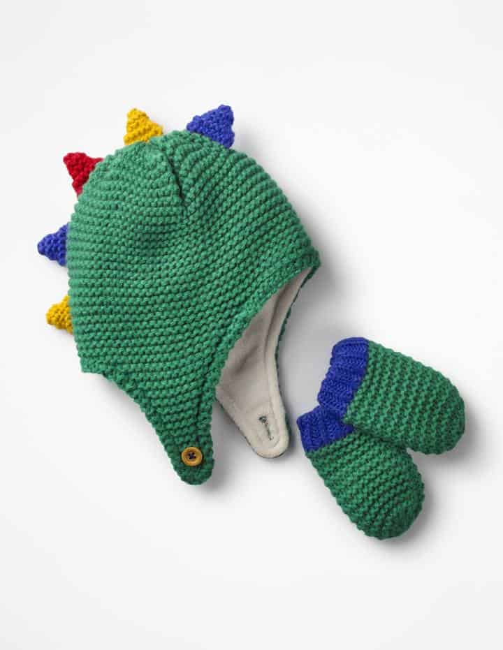 Dinosaur hat and mitten set