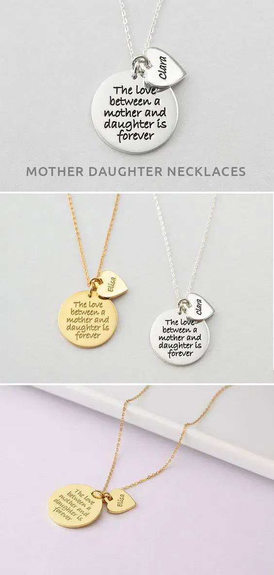Mother-daughter engraved necklace
