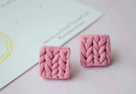 Pink Knitted Earrings