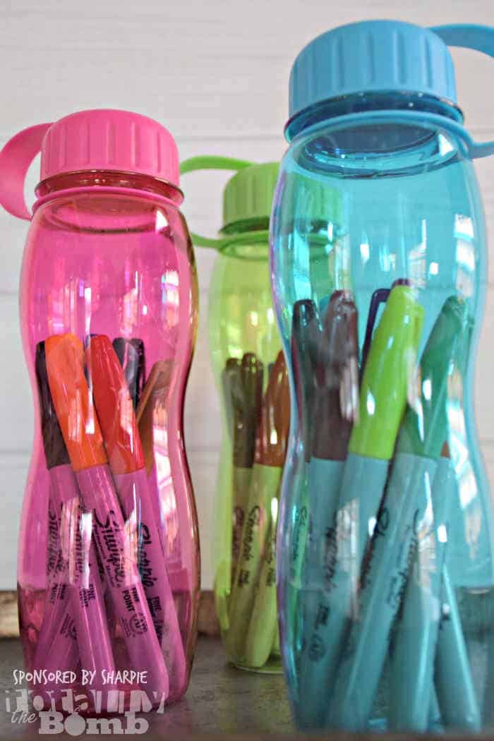 Water Bottle with Pens or Pencils