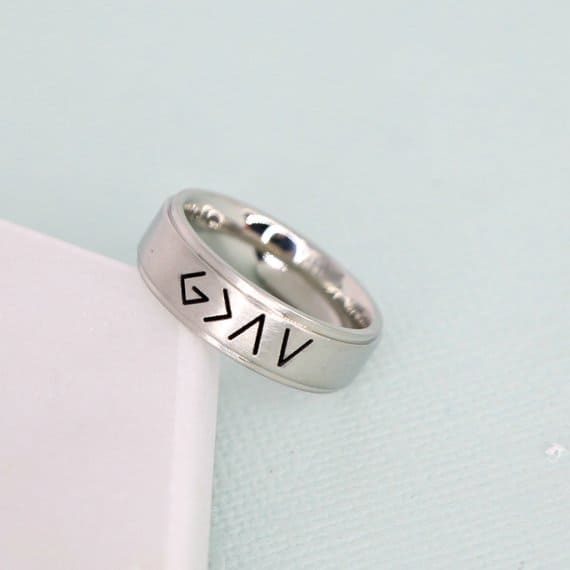 God is Greater than the Highs and Lows Stainless Steel Ring