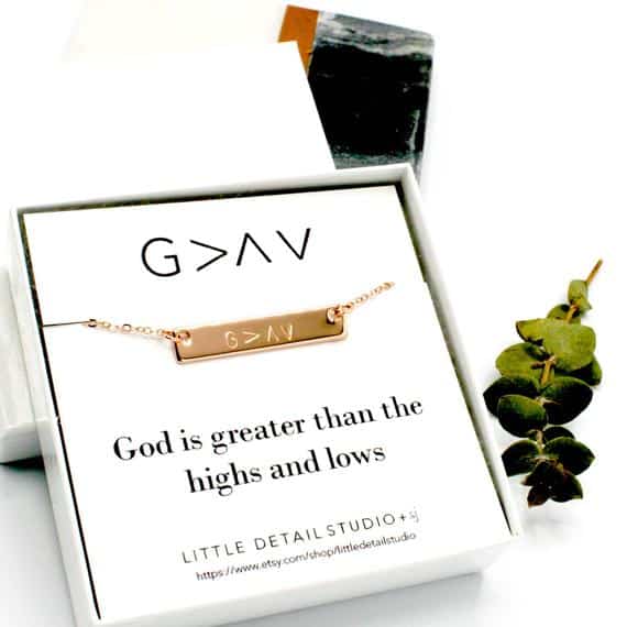 God is Greater than the highs and lows Christian Necklace
