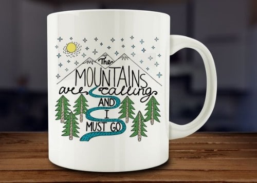 The Mountains are Calling Traveling Mug