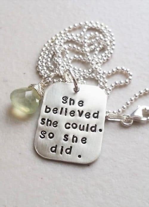 She Believed She Could Motivational Necklace