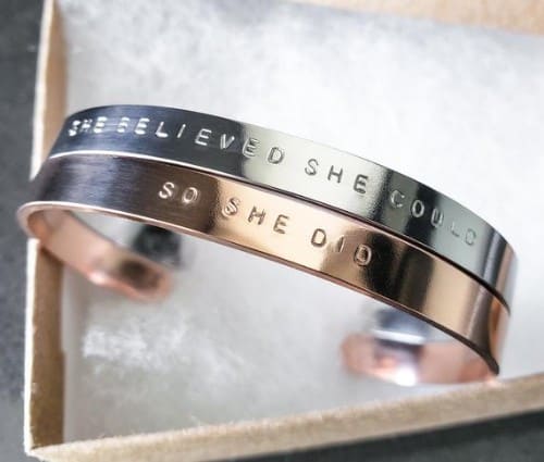 She Believed She Could So She Did Hand Stamped Bracelet Set