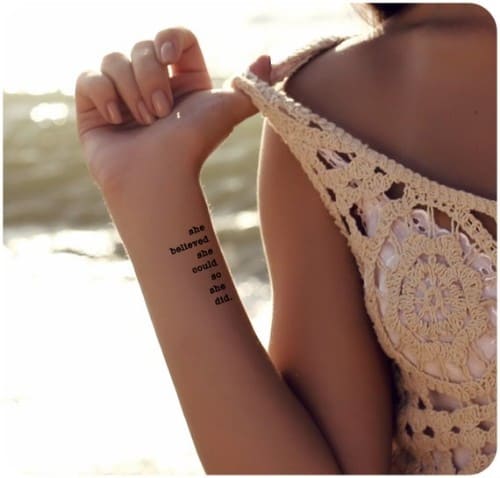 She Believed She Could So She Did Ultra Thin Realistic Waterproof Fake Tattoos