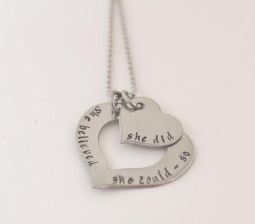 She believed she could so she did necklace, stainless steel