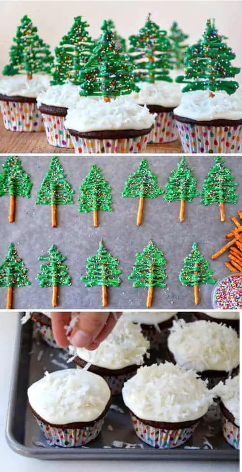 Cupcakes with Pretzel Trees