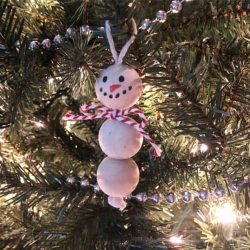 Wood Bead Snowman Ornaments