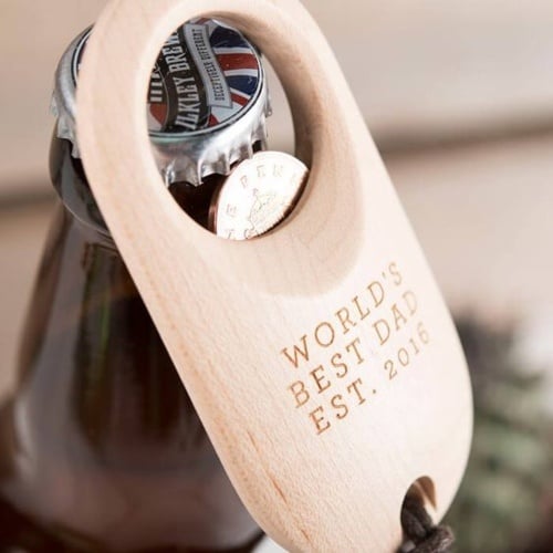 Personalized Wooden Bottle Opener with a Message