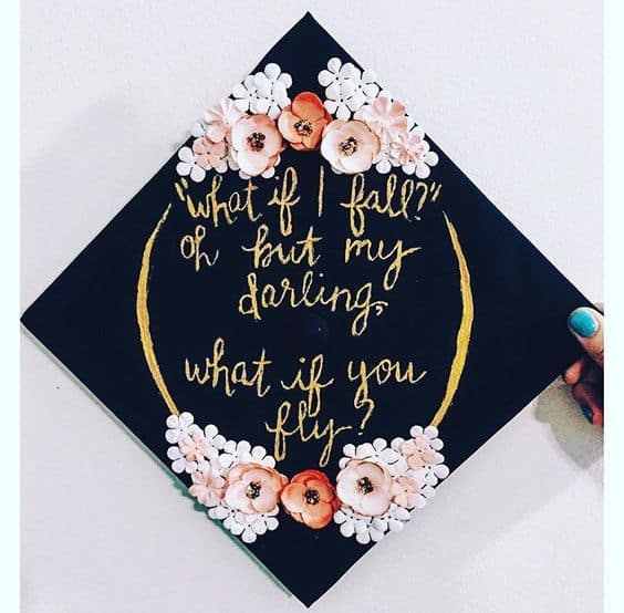 Graduation Cap Decorated with Cross and Quotes