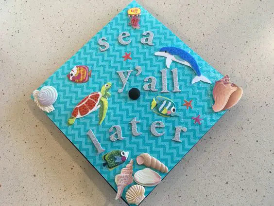 Ocean Themed Graduation Cap