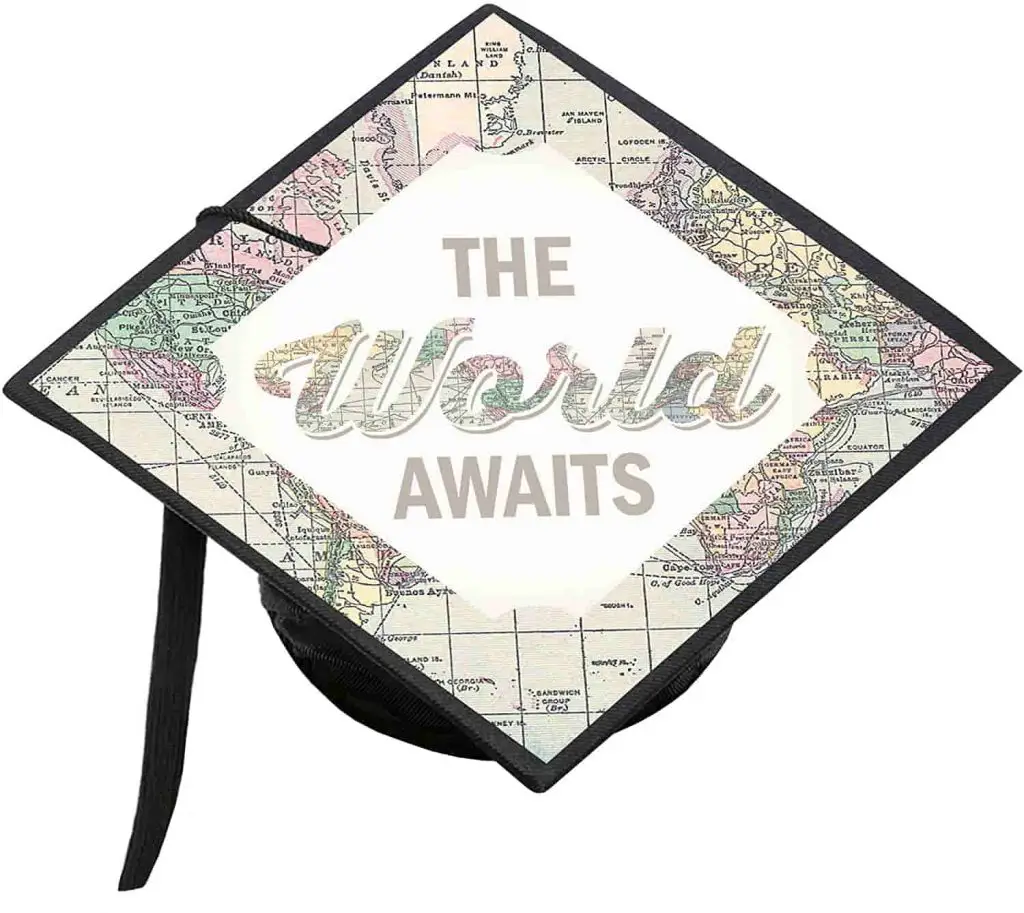 World Map Graduation Cap