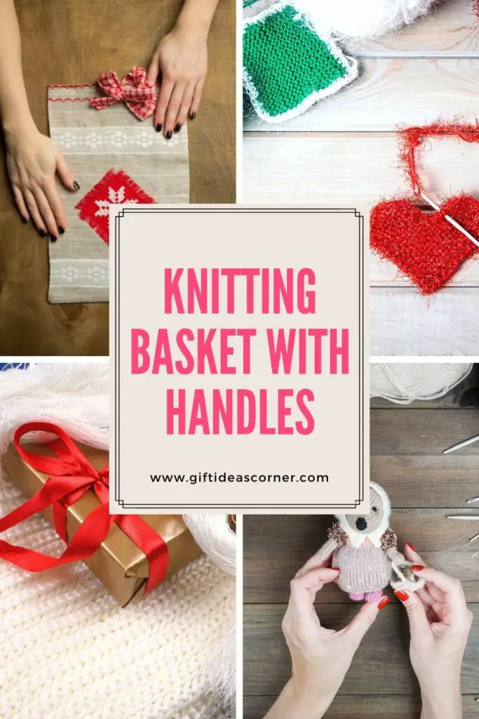 If you are a knitter who has everything, or if you know someone who is in this category then look no further. Here are some great knitting gift ideas that will truly make them smile from ear to ear. If they don't have it already (or even better) here's how to knit it! So go ahead and start shopping now with these simple tips on what makes a perfect knitted basket of goodies. #knitting basket with handles

